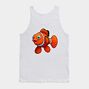 featuring a bright orange clownfish swimming among sea anemones. Tank Top